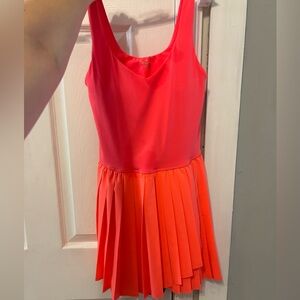 aerie offline Neon Pink and Coral Pleated Dress w built in shorts